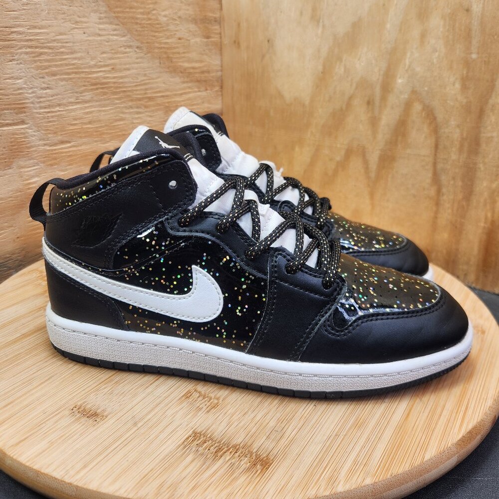 Jordan Kids' Black & White Glitter High-Top Sneakers